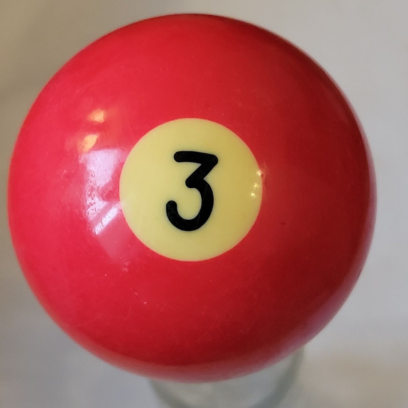 Vintage Number 3 Red Replacement Pool Billiard Ball Dot Lightly Yellowed Dot