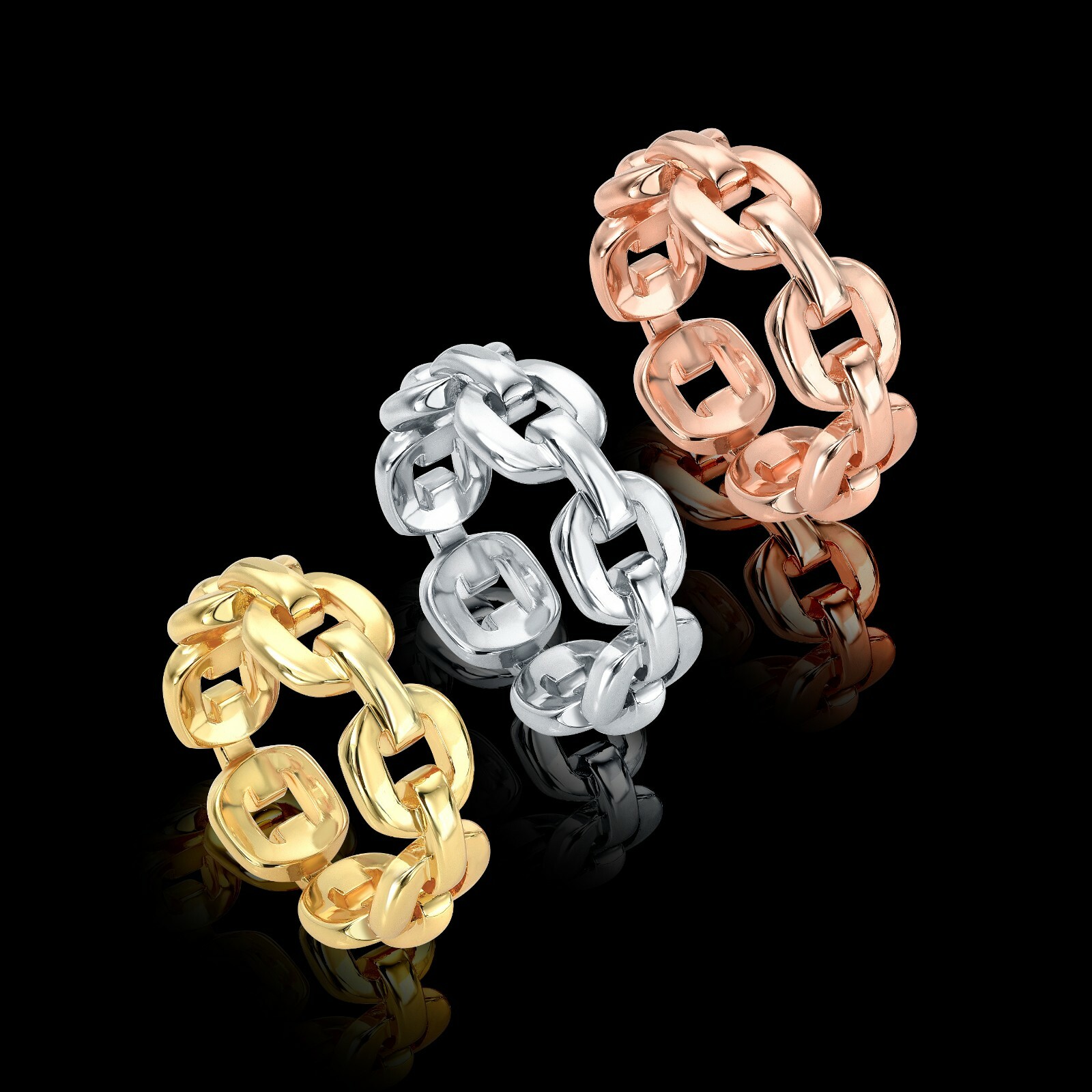Flat Cable Chain Link Ring Gold Plated  Unisex, Women, Men Fashion Jewelry