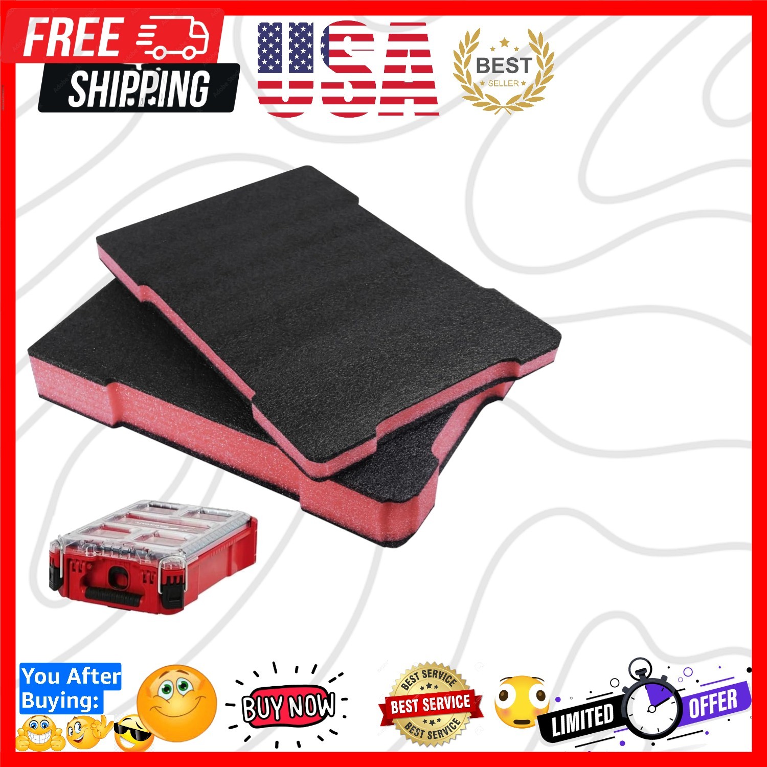 2 PCS 48-22-8435 Tool Box Foam Compatible with Milwaukee Packout Foam Insert, fo