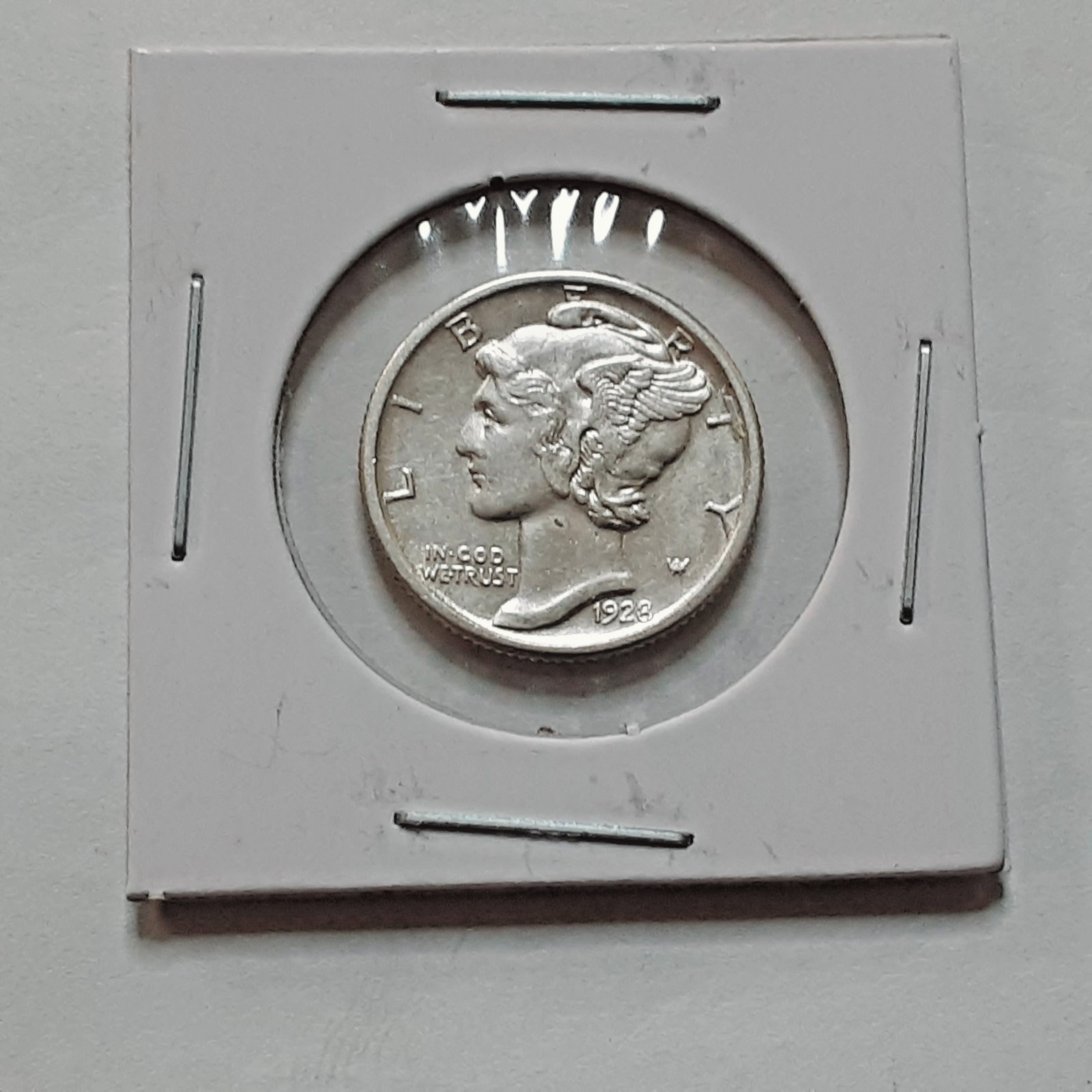 Better Condition AU? 1928 P Mercury Silver Dime Nicer Coin!!! J534
