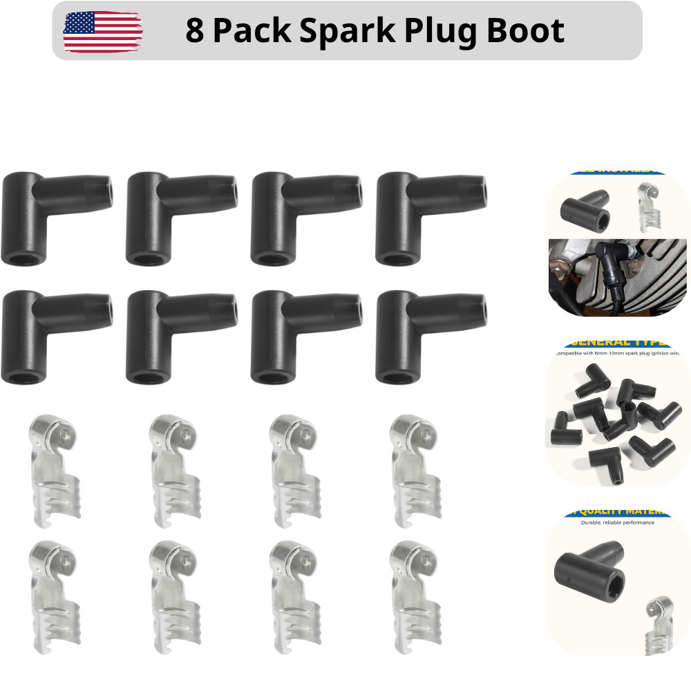 8 Pack Spark Plug Boot Car Accessories Spark Plug Wire Kit Spark Plug Wire Ends