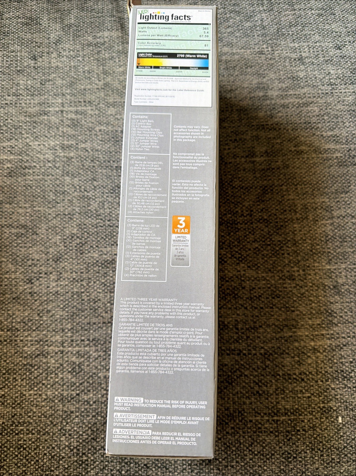 BLACK+DECKER LED Under Cabinet Lighting Kit, 3-Bars, 9 Inches Each, DIY