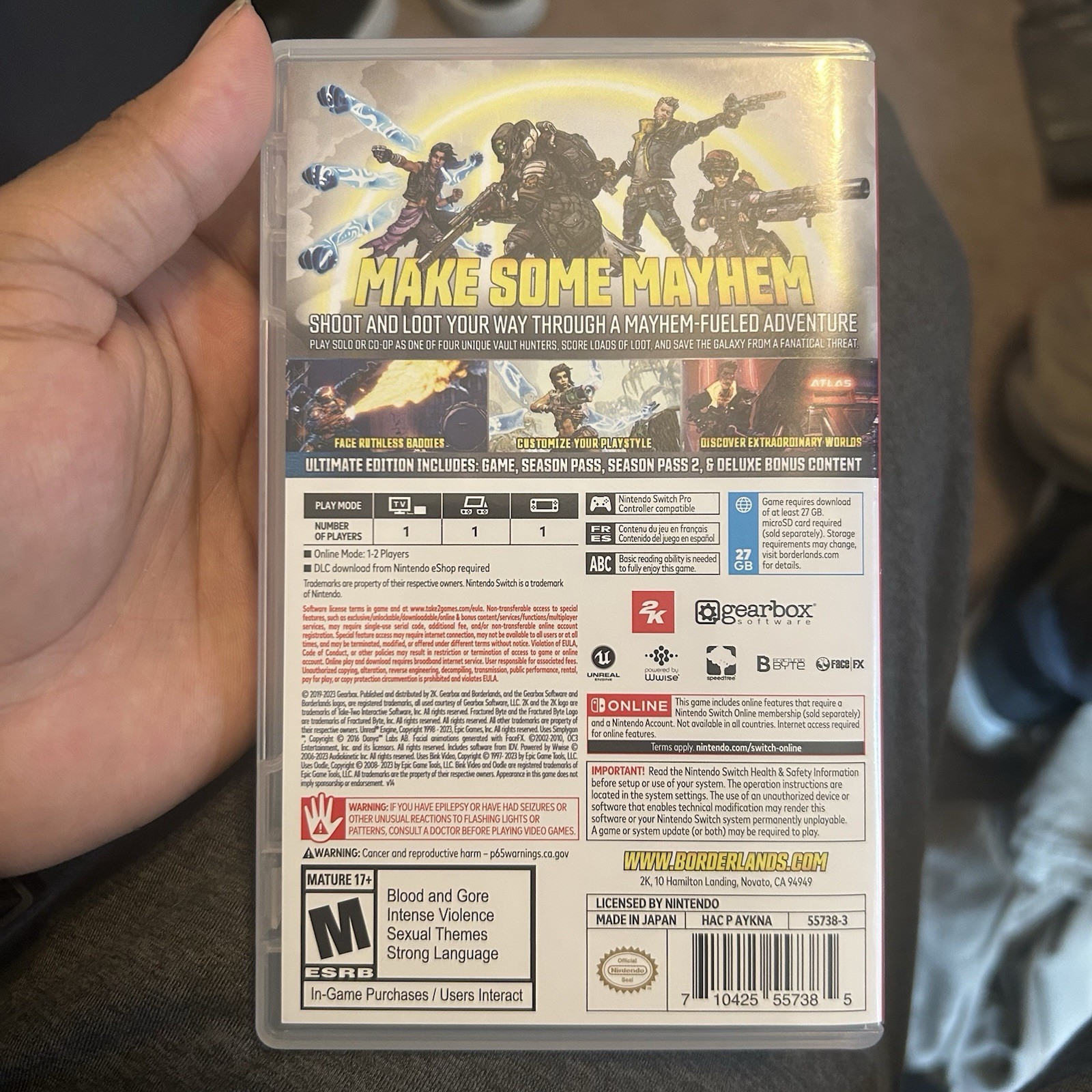 Replacement Case (NO GAME) Borderlands 3 for Nintendo Switch