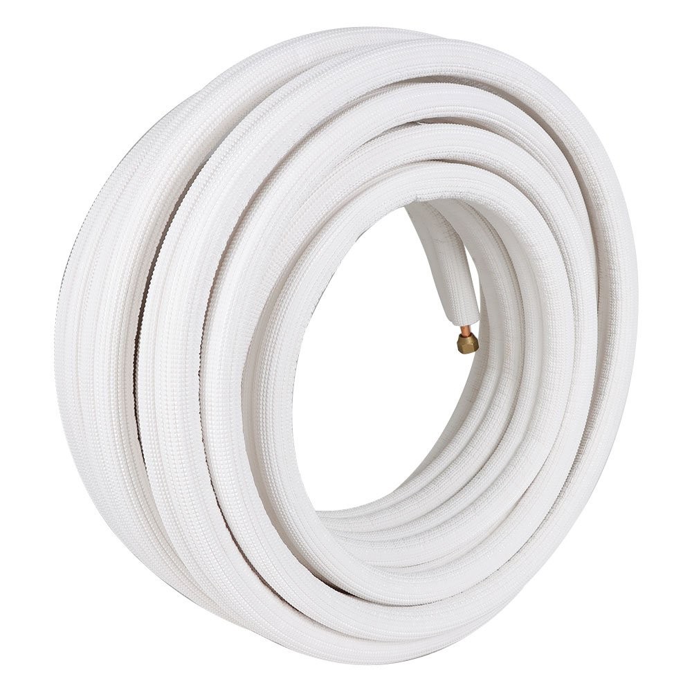 White 1/4" - 3/8" Dia. Pipe Install Kit For Mini Split Heat Pump Systems 50 Feet