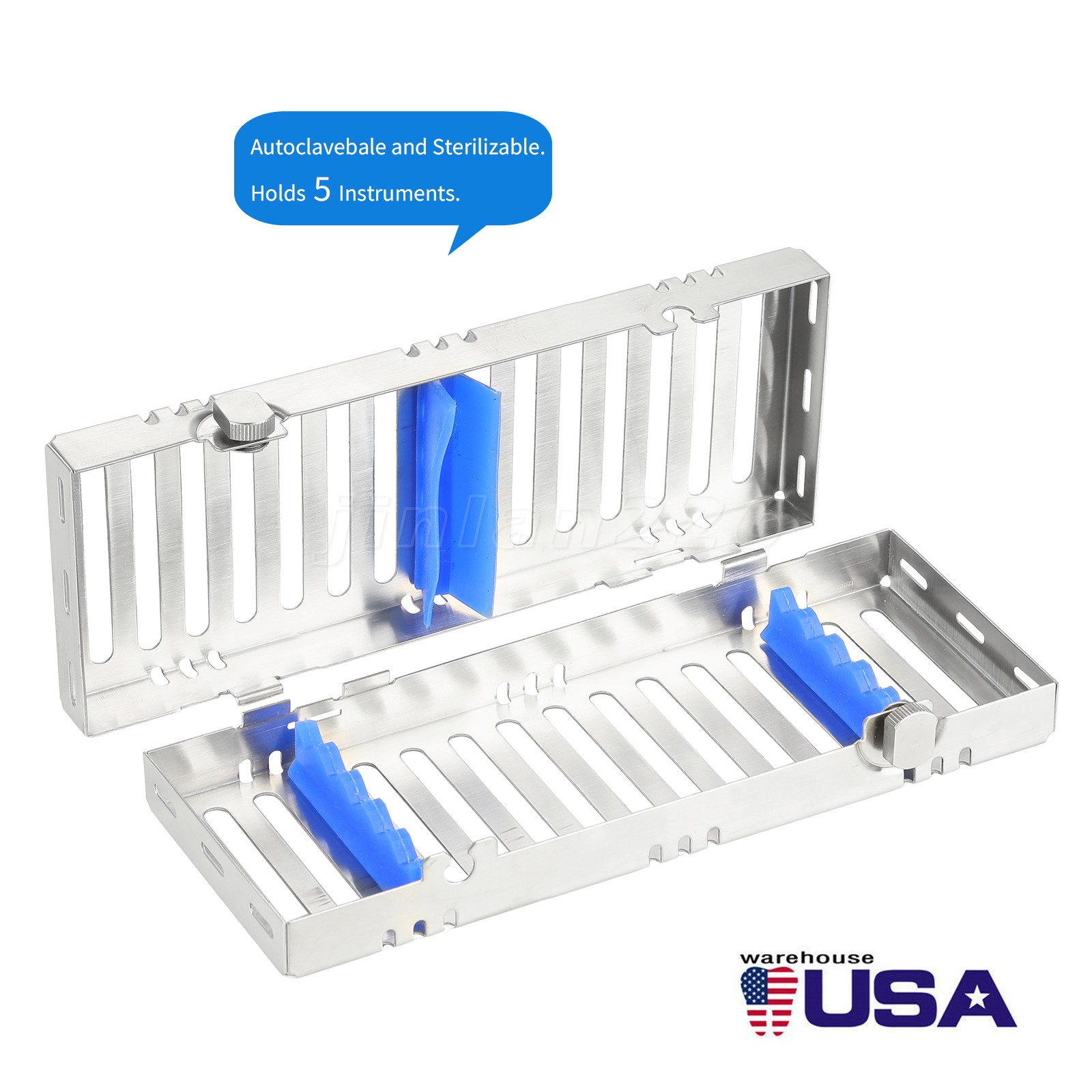 Stainless Sterilization Cassette Rack Box For 5 Surgical Dental Instruments