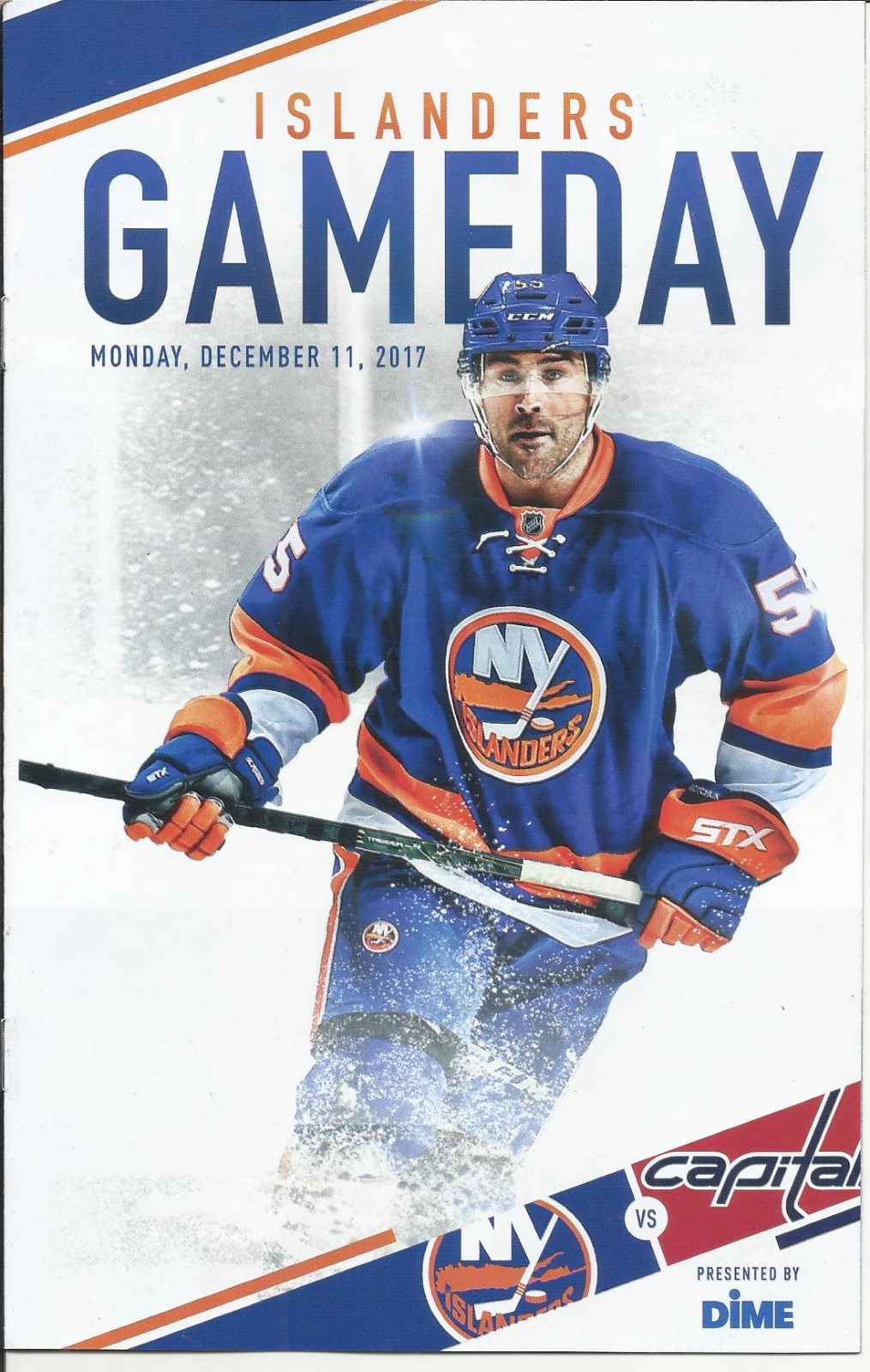 NEW YORK ISLANDERS WASHINGTON CAPITALS JOHNNY BOYCHUK 12/11/2017 GAMEDAY PROGRAM