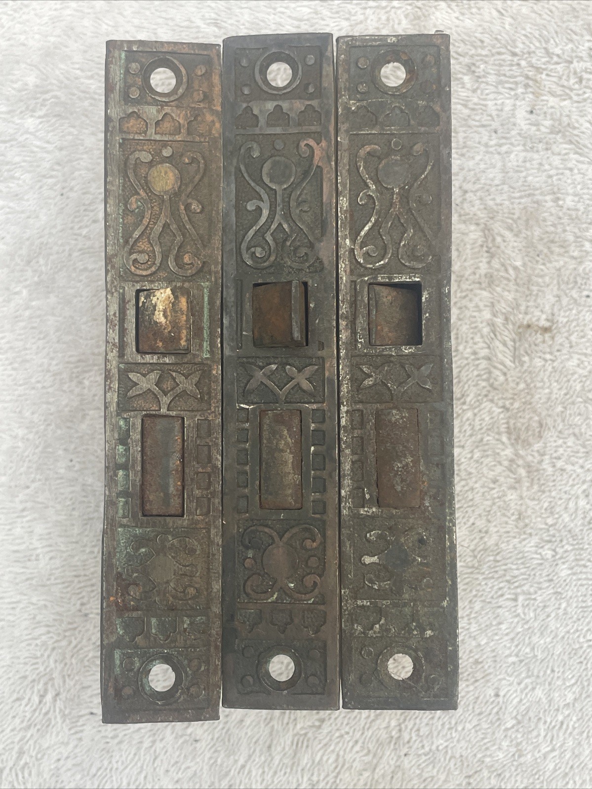 Lot (3) Vintage Antique Eastlake Design Mortise Door Locks Parts Restore