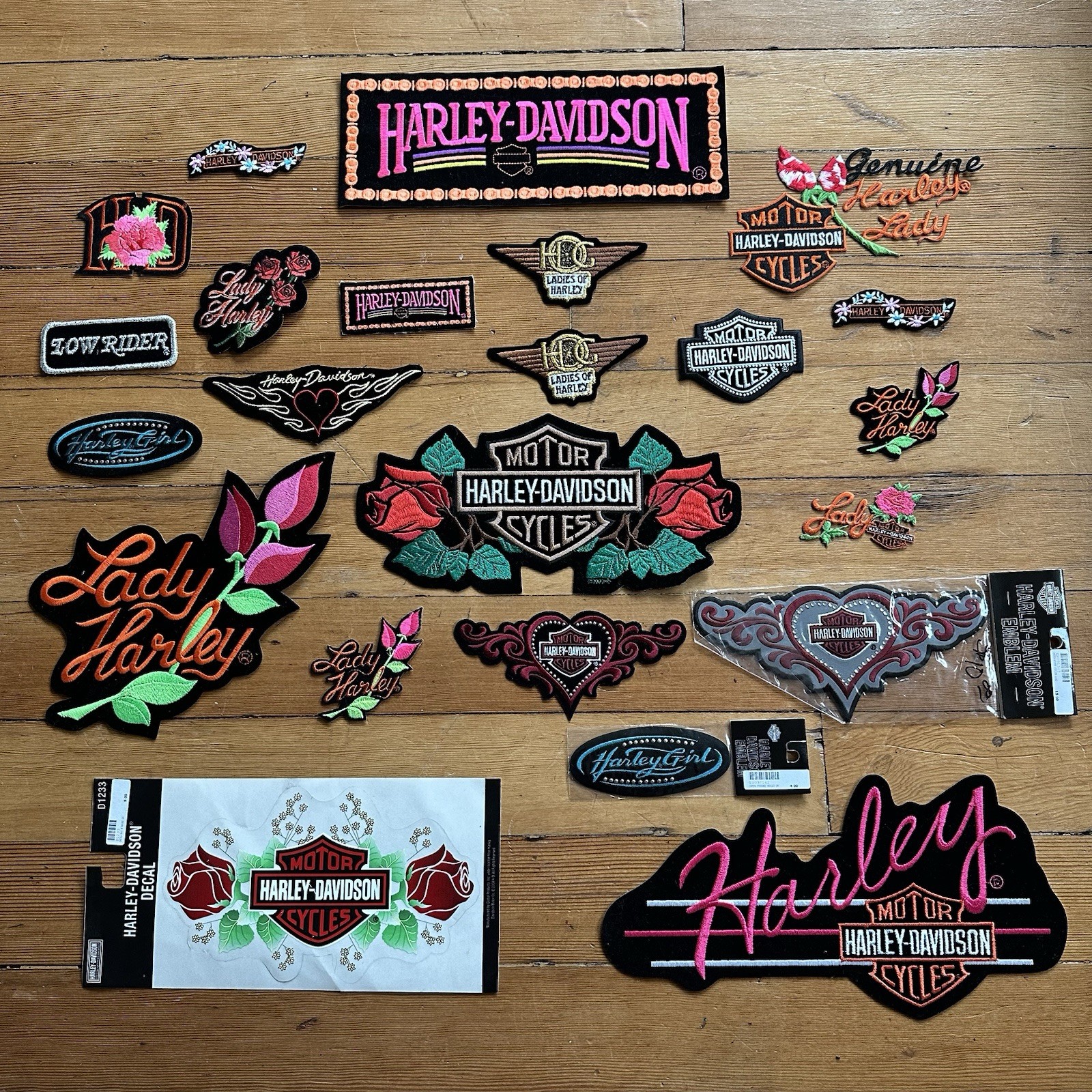 Vintage Harley Davidson Patch Lot 22 Lady Harley Y2K Rose Floral Biker Set