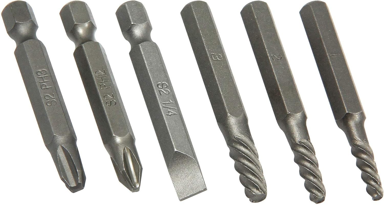 1/4 Inch Drive 7 Piece Impact Driver Set Extractor Tool, Remove Rusted, Damag...