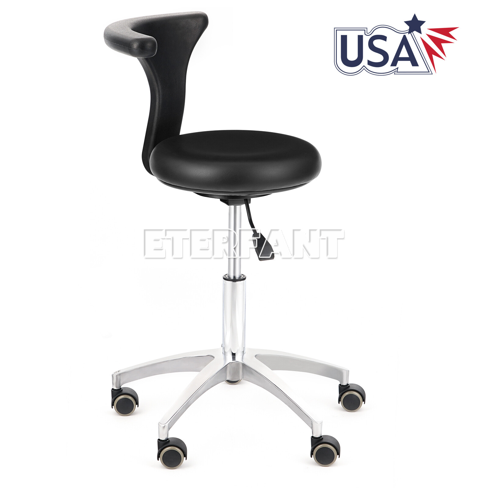 Dentist Doctor Assistant Stool Dental Adjustable Mobile Chair PU Leather US