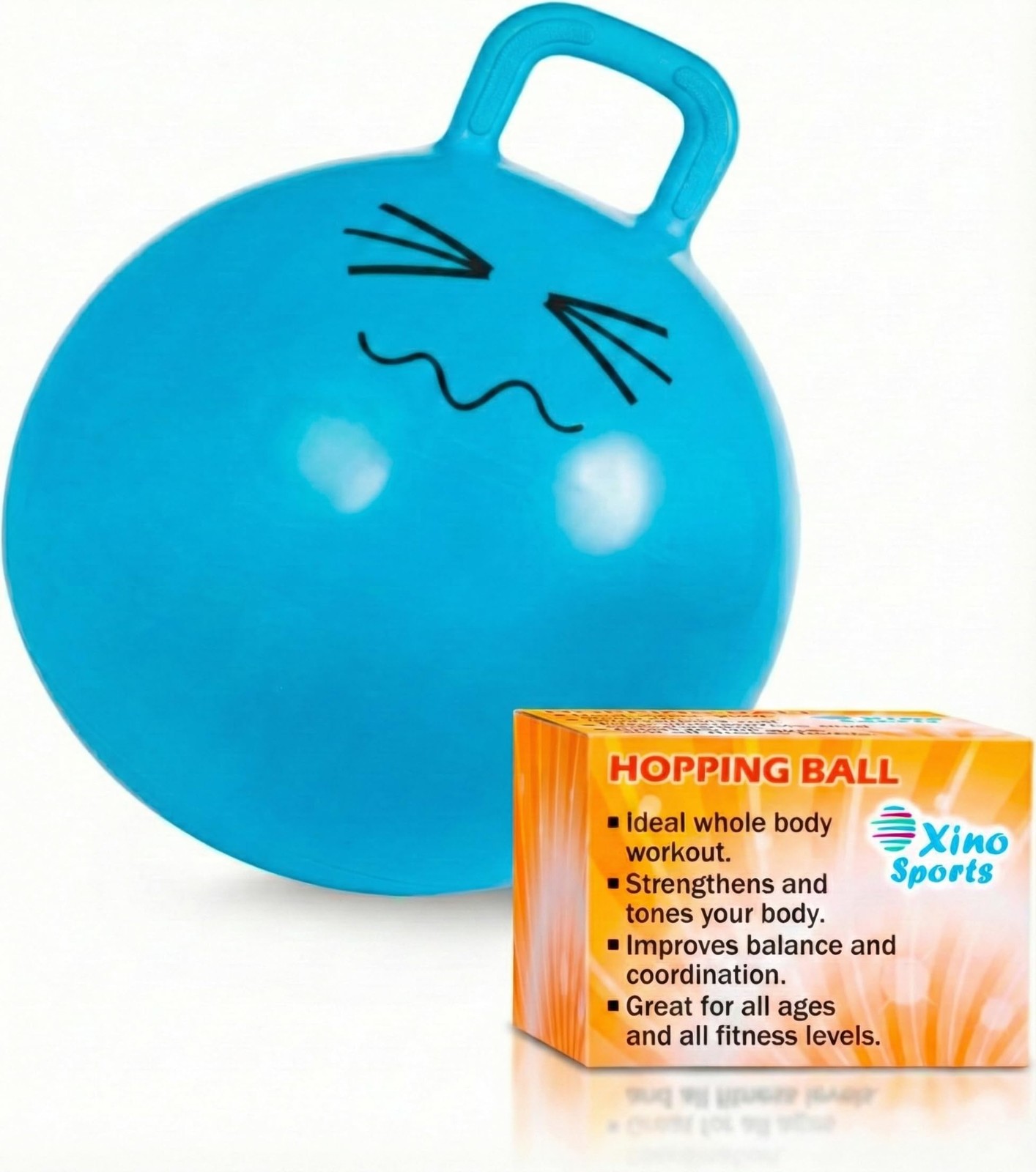 Xino Sports Hopping Ball Kids, Teens & Adults - Fun Bouncy Ball Handle, Durable