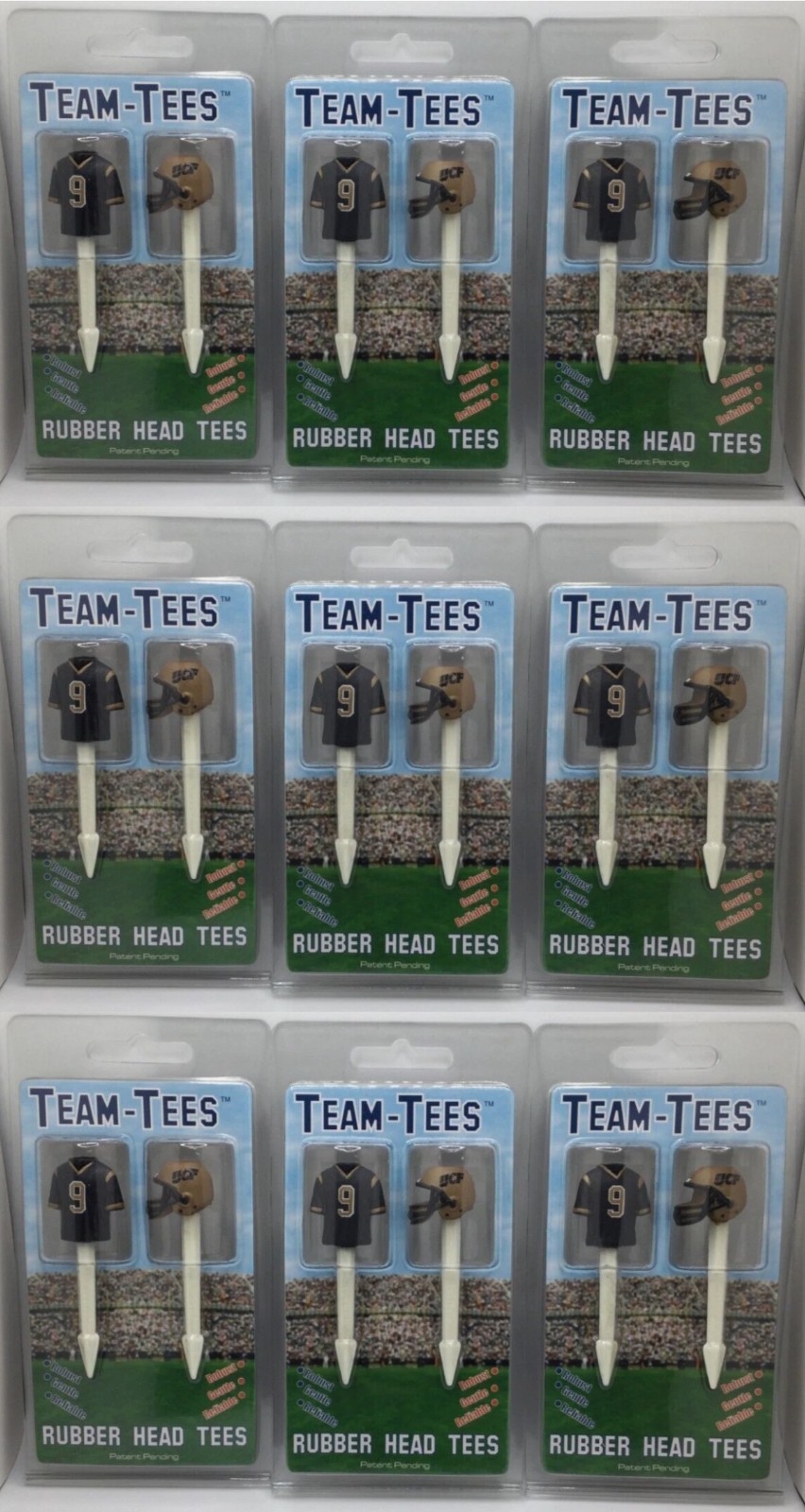 University of Central Florida Golf Pro Rubber Head Golf Tees, 18 Total Golf Tees