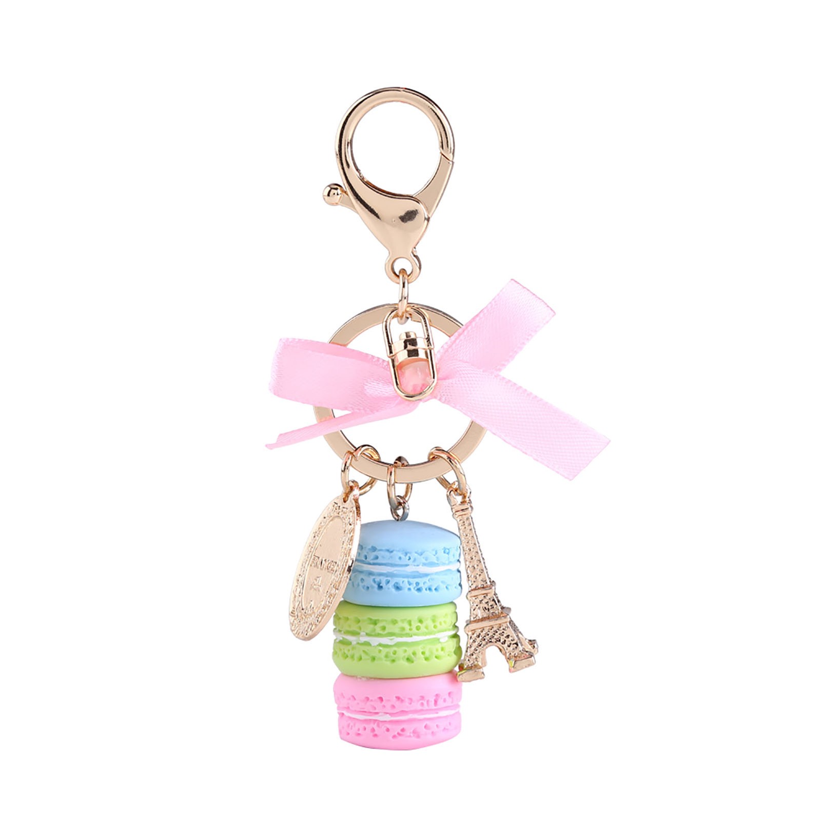 (Blue)Colorful Cute Macaroon Eiffel Tower Keychain Keyring Bag Pendant Car