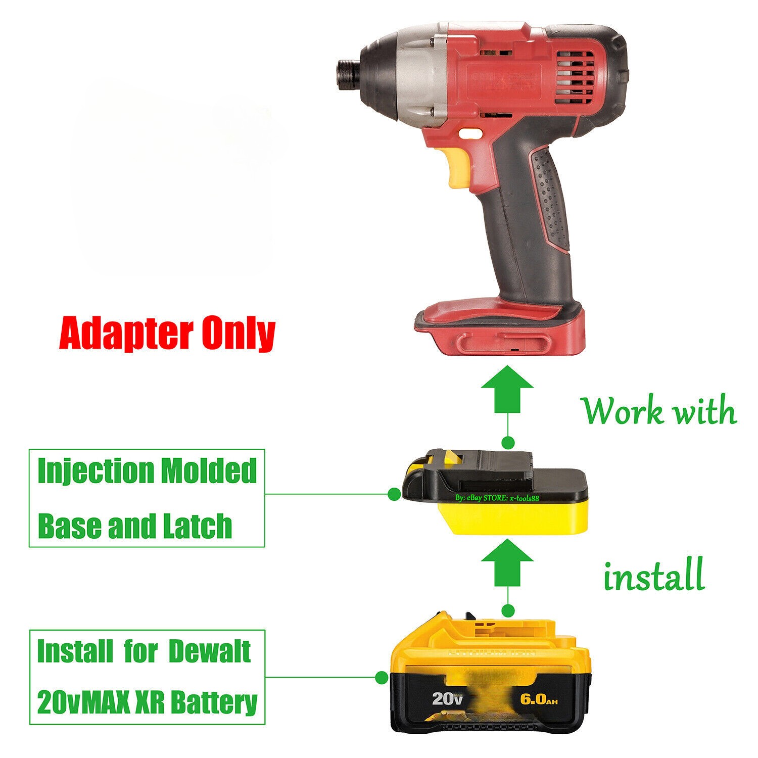 1x Adapter for DeWalt 20v MAX Li-lon Batteries To for CHICAGO ELECTRIC 18v Tools
