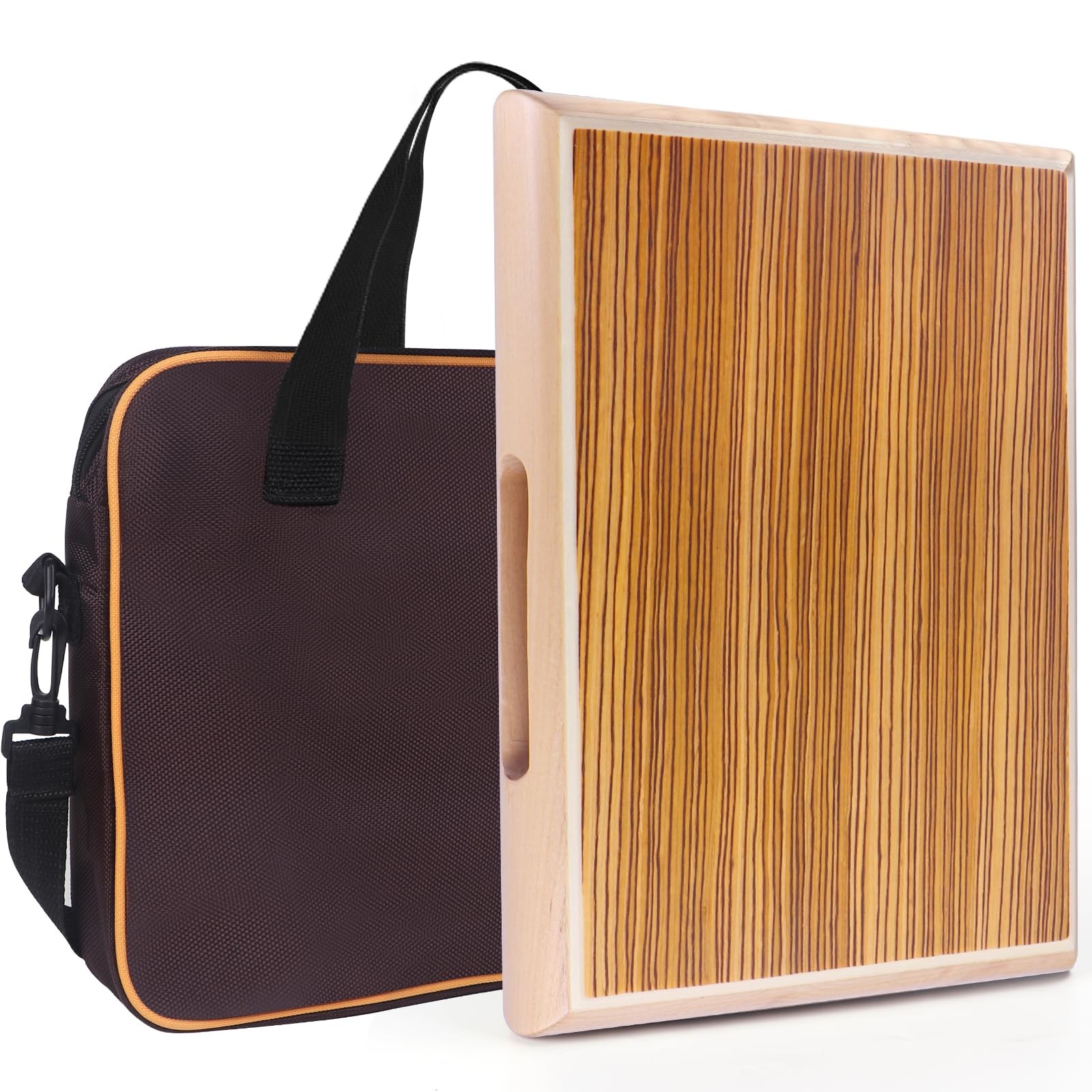 Cajon,12 * 9.4 * 1.7'' Portable Box Drum, ZebraWood Percussion Box Beat Box W...
