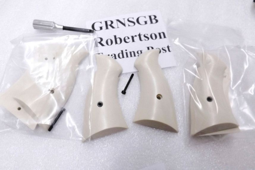 Imitation Gray Bone Poly Grips fit S&W N Square Butt Revolvers NSGB 25 27 28 29