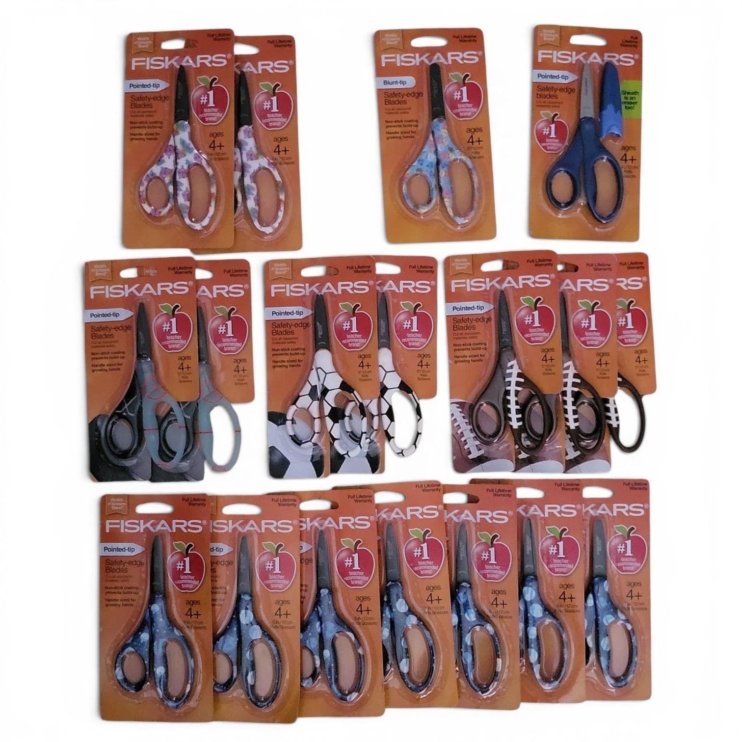 Lot of 18 Fiskars Kids Safety Scissors 5" Mixed Patterns Pointed & Blunt Tip New