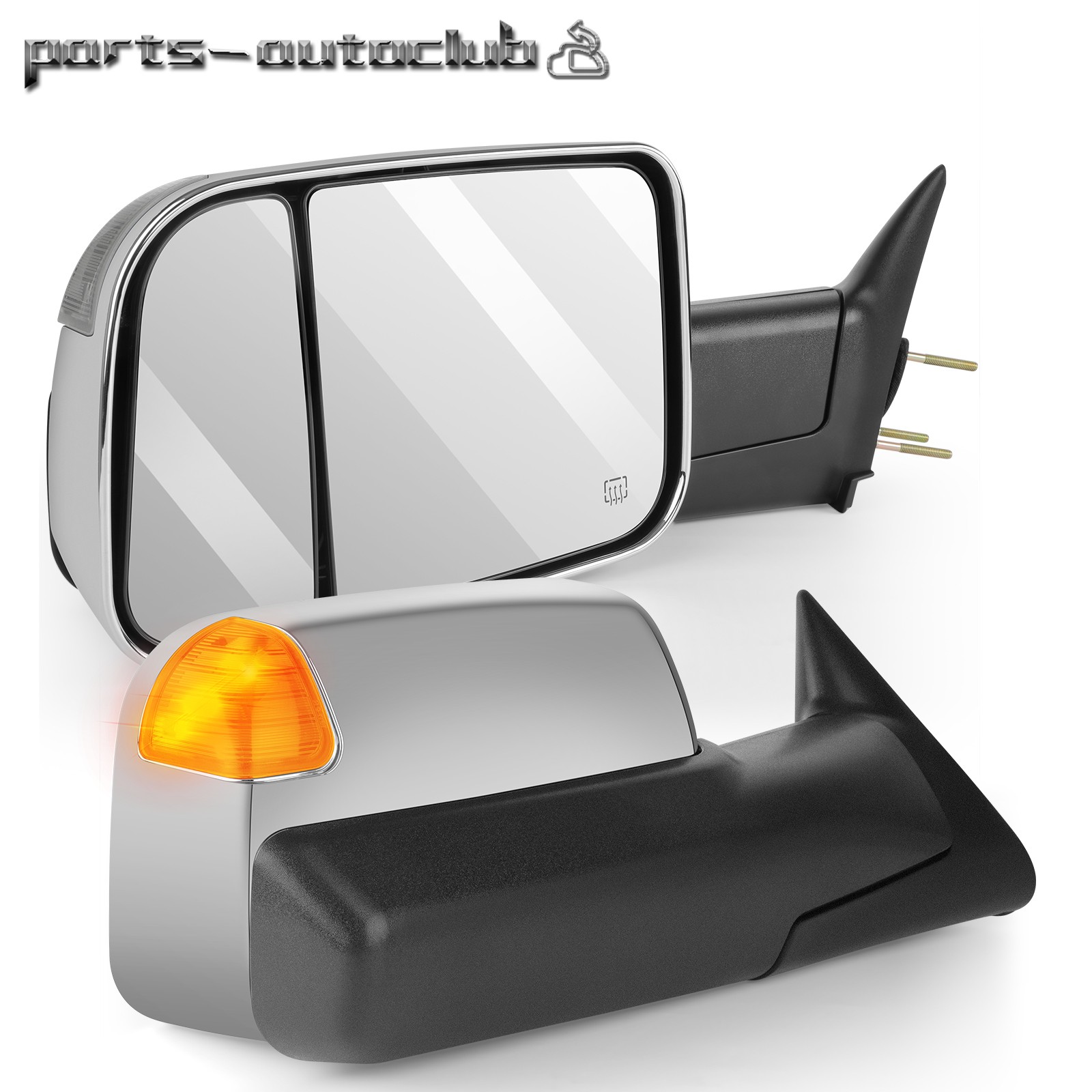 Turn SIgnal Power Heated Tow Mirrors Chrome For 1998-01 Dodge Ram 1500 2500 3500