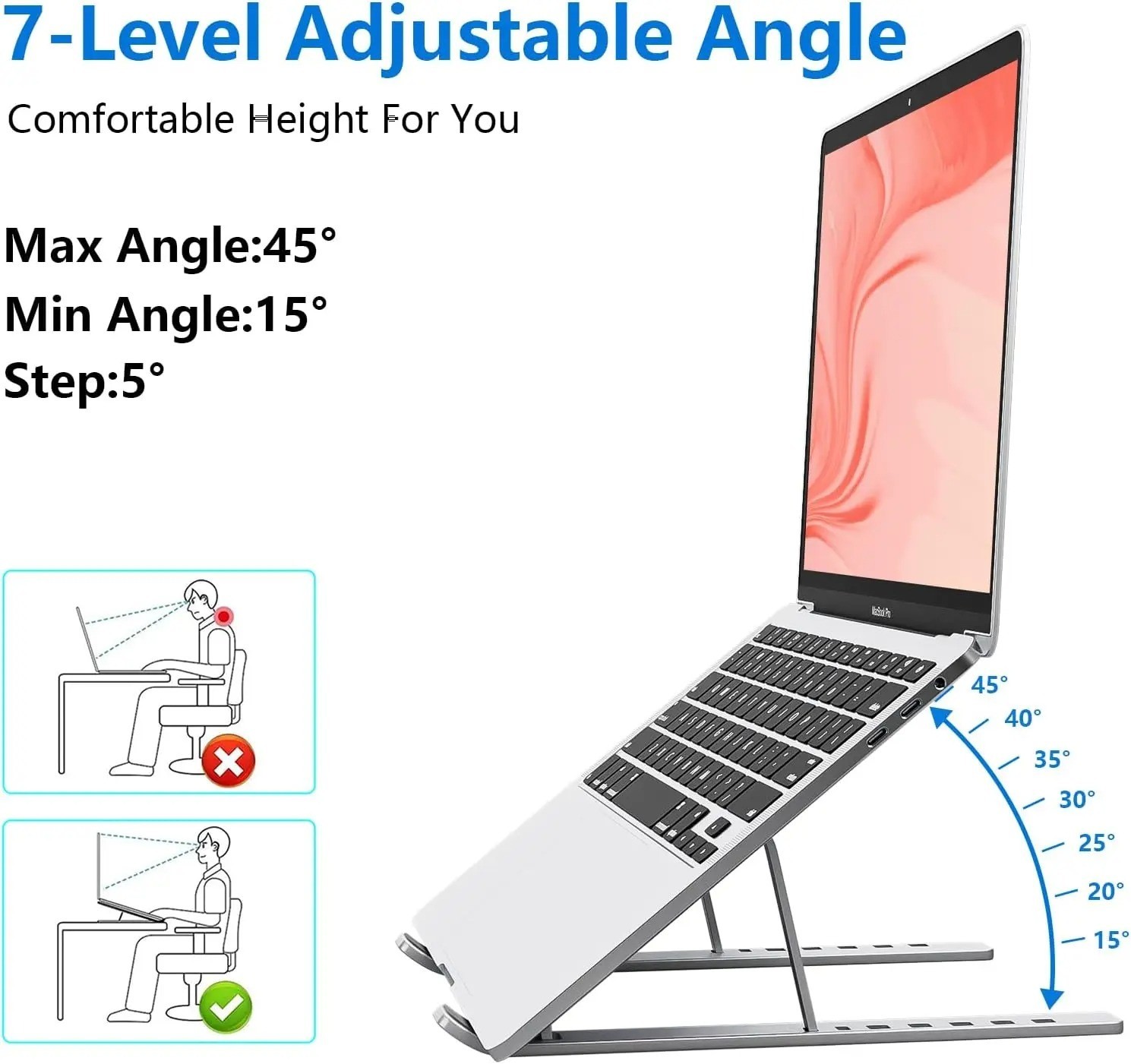 Adjustable Foldable Laptop Stand Aluminum Notebook Riser Computer Holder Desk