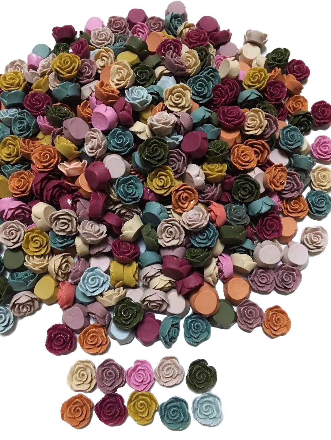 60 PCS 0.6 Inch Resin Roses Flower Flatbacks Cabochons DIY Embellishment