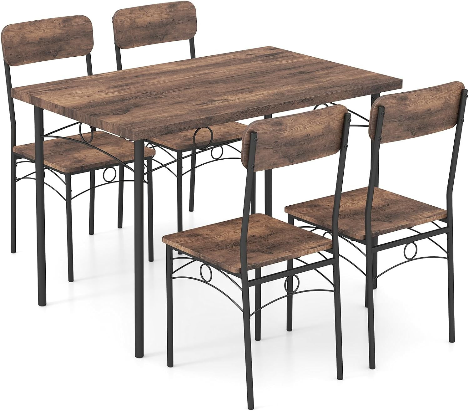 Dining Table Set for 4, Rectangle Kitchen Table and 4 Farmhouse Dining Chairs wi