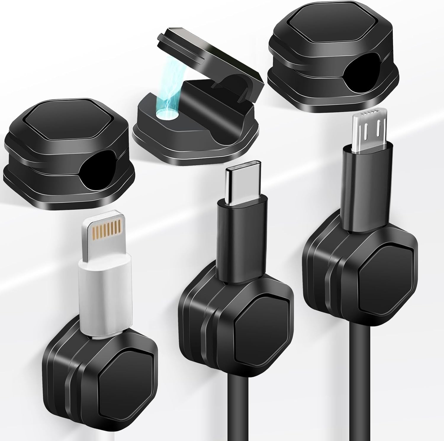 Magnetic Cable Clips Cord Organizer for Desk