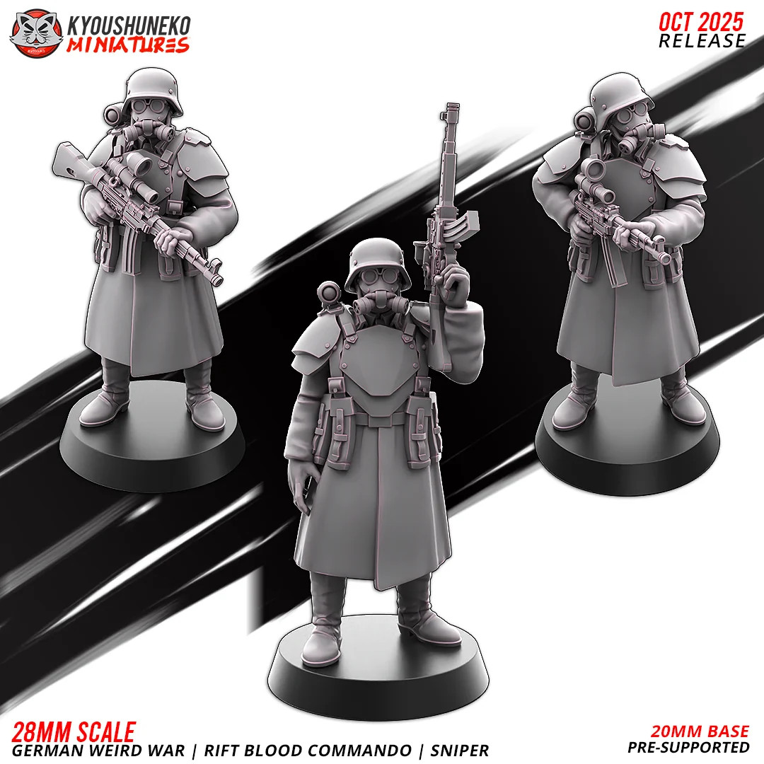 German Weird War Rift Blood Commando Escort Assault Rifle - 28mm Resin Tabletop