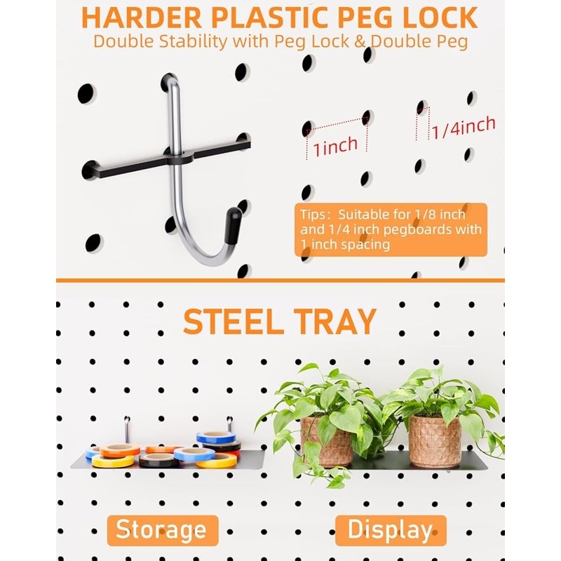 Pegboard Hooks Set 238pcs Organizer Accessories Garage Workshop Storage Tools US