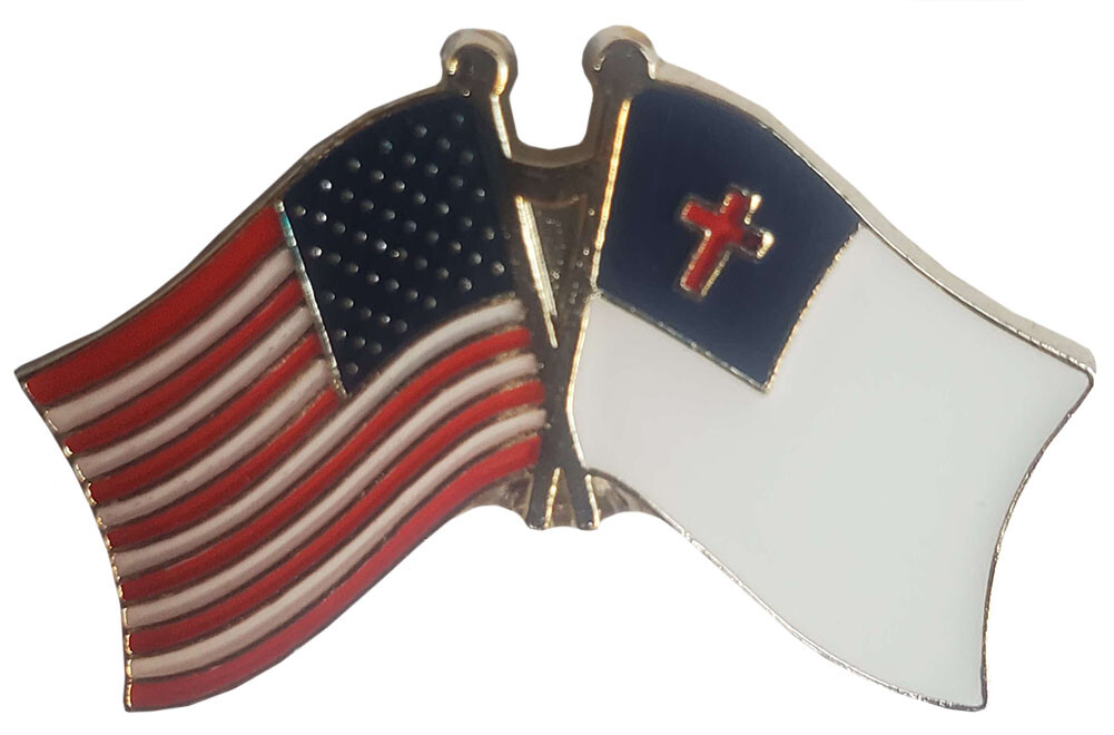 Wholesale Pack of 6 USA & Christian Friendship Flag Bike Hat Cap lapel Pin