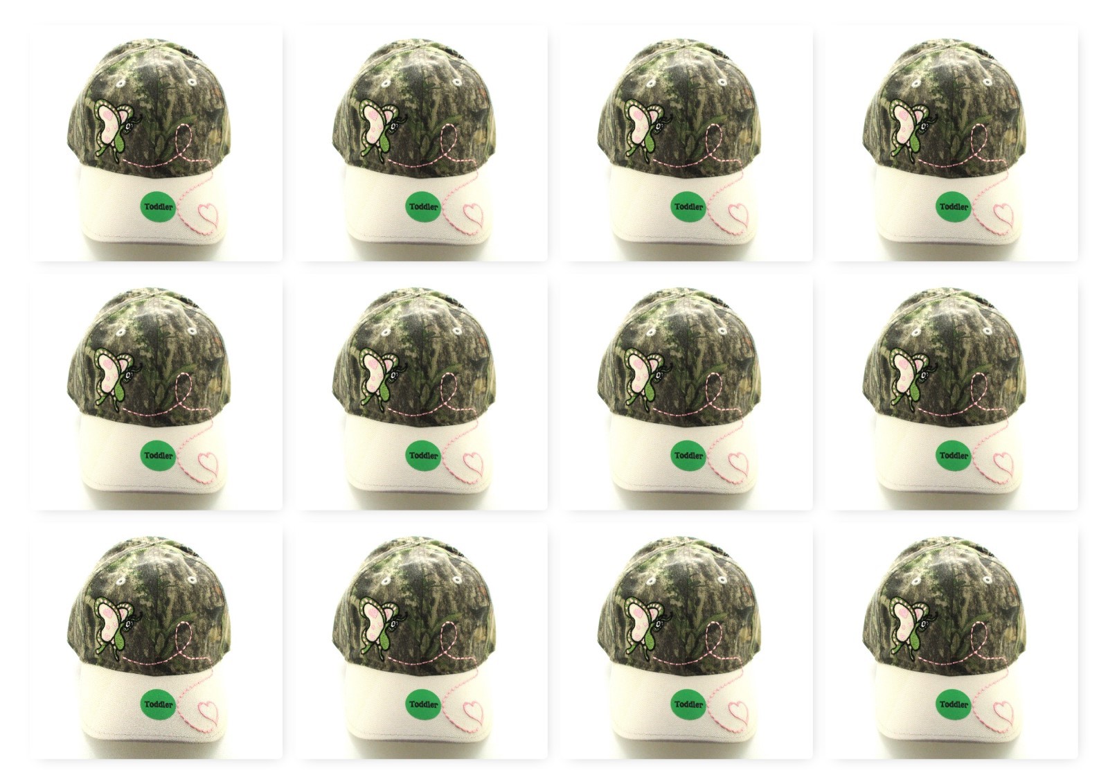 (12) Camo And Pink Butterfly Heart Toddler Girls Hunting Hat Outdoor Lot Cap New