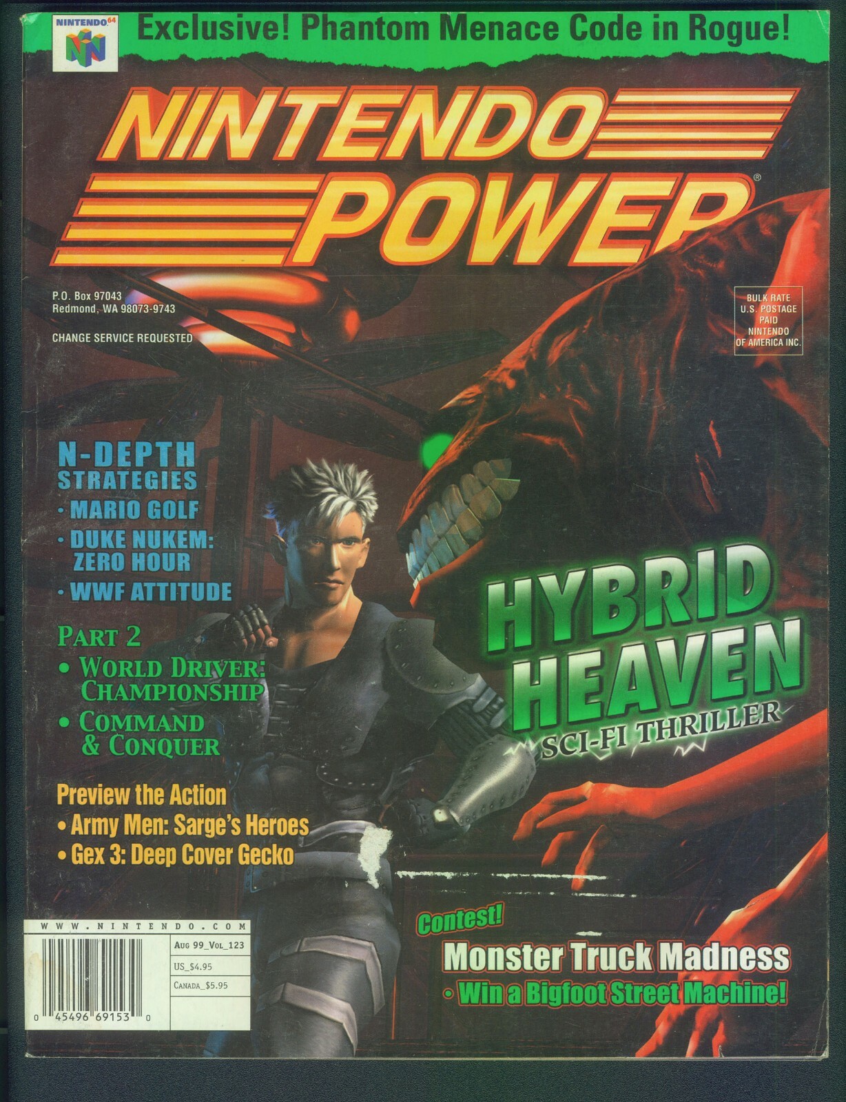 Nintendo Power Magazine Vol 123 w POSTER ALBUM COMIC Hyrbrid Heaven AUG 1999