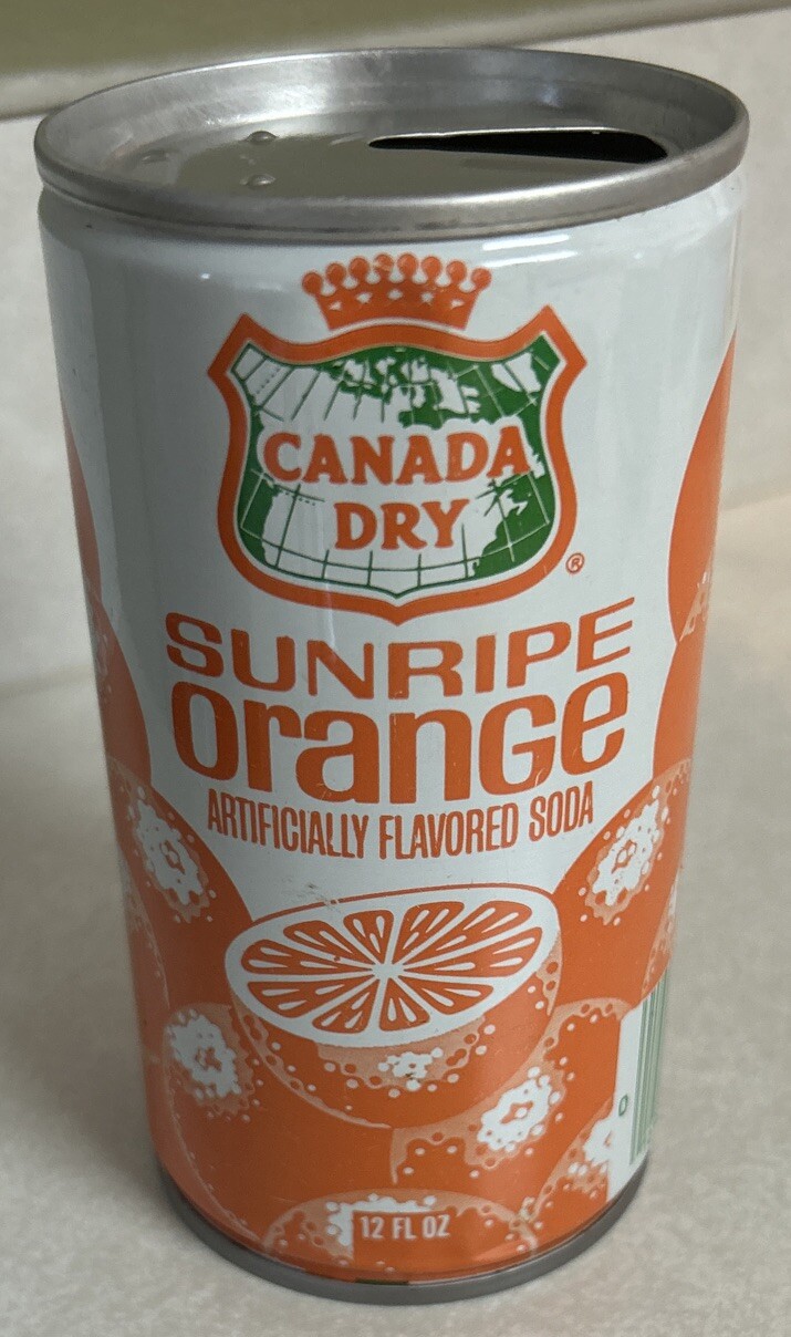 Vintage CANADA DRY SUNRIPE ORANGE Soda 12Oz. Steel Empty Can