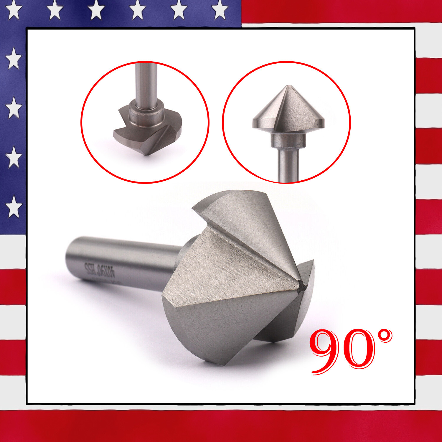 3 Flute 90° HSS Chamfer Cutter, Countersink Drill Bits, 30mm /40mm Length