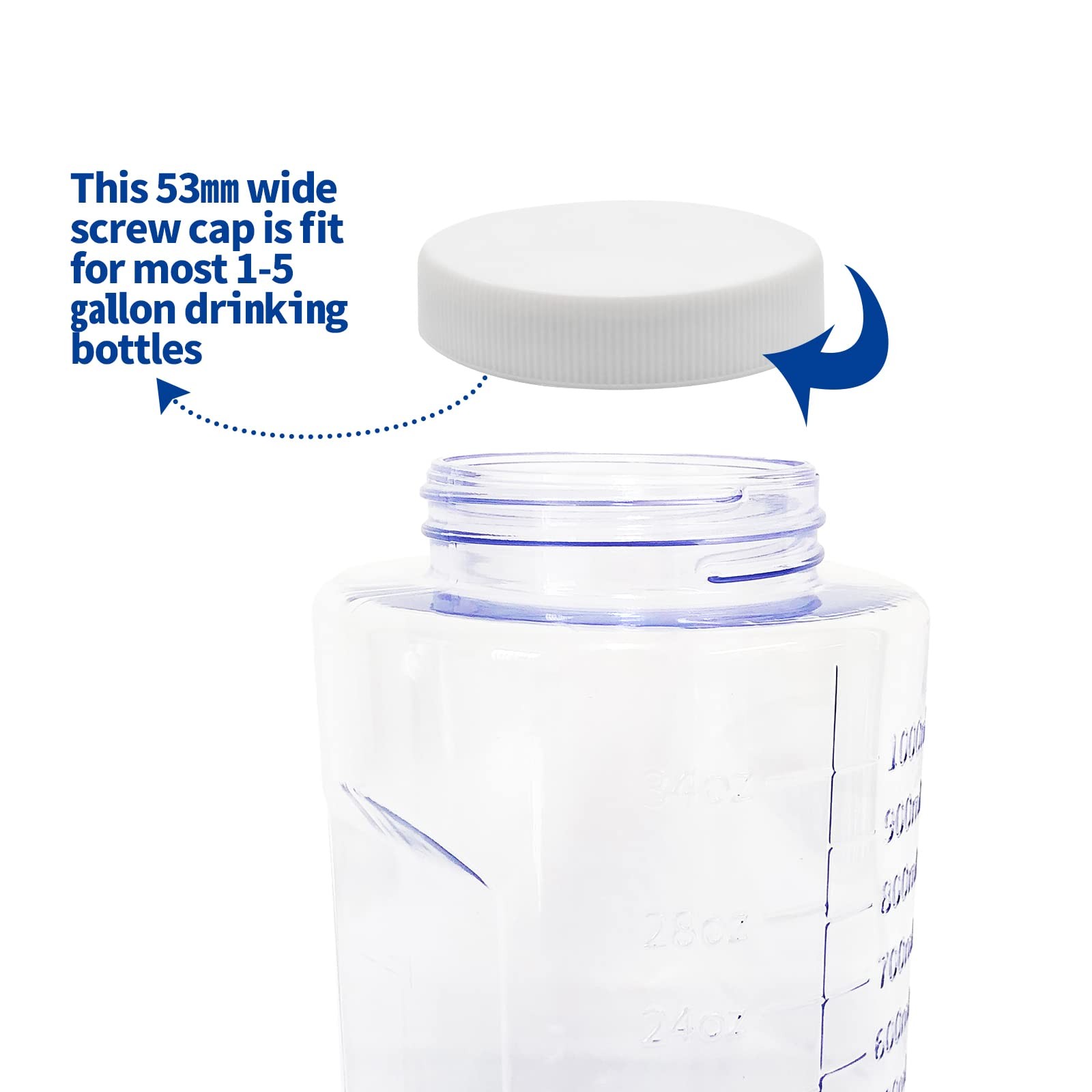 6Pcs 53Mm Water Bottle Caps, Water Jug Caps Screw Top for 3 or 5 Gallon Jugs