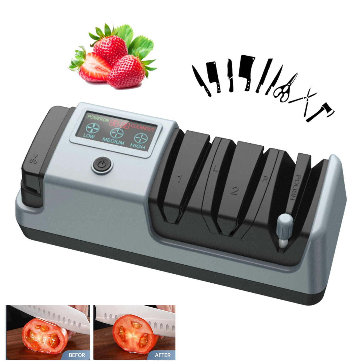5-IN-1 Electric Knife Sharpener-3 Rotational Speed Adjustable Knife Sharpener