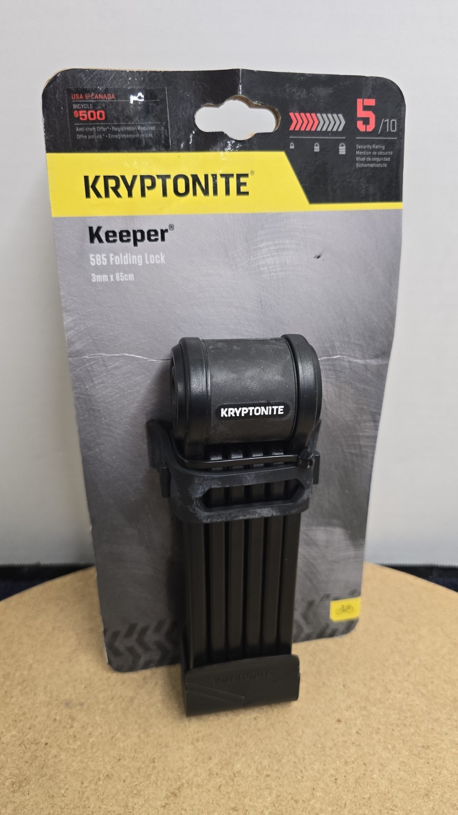 Kryptonite Keeper 585 Folding Lock: 85cm 3mm (33 Inches) Black 2 Keys Included