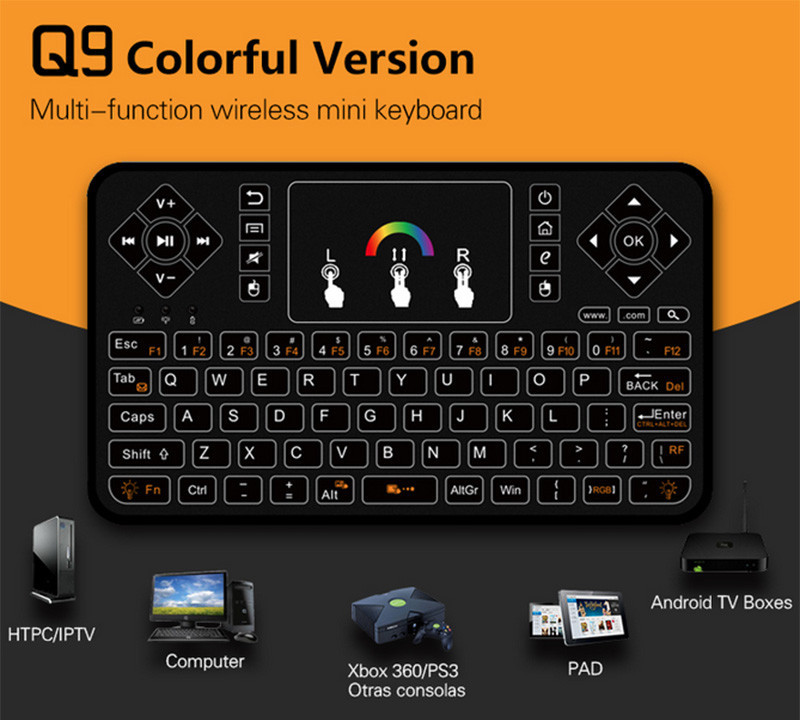 Mini Color RPG Backlight USB Wireless Keyboard Touchpad Mouse Remote Control NEW