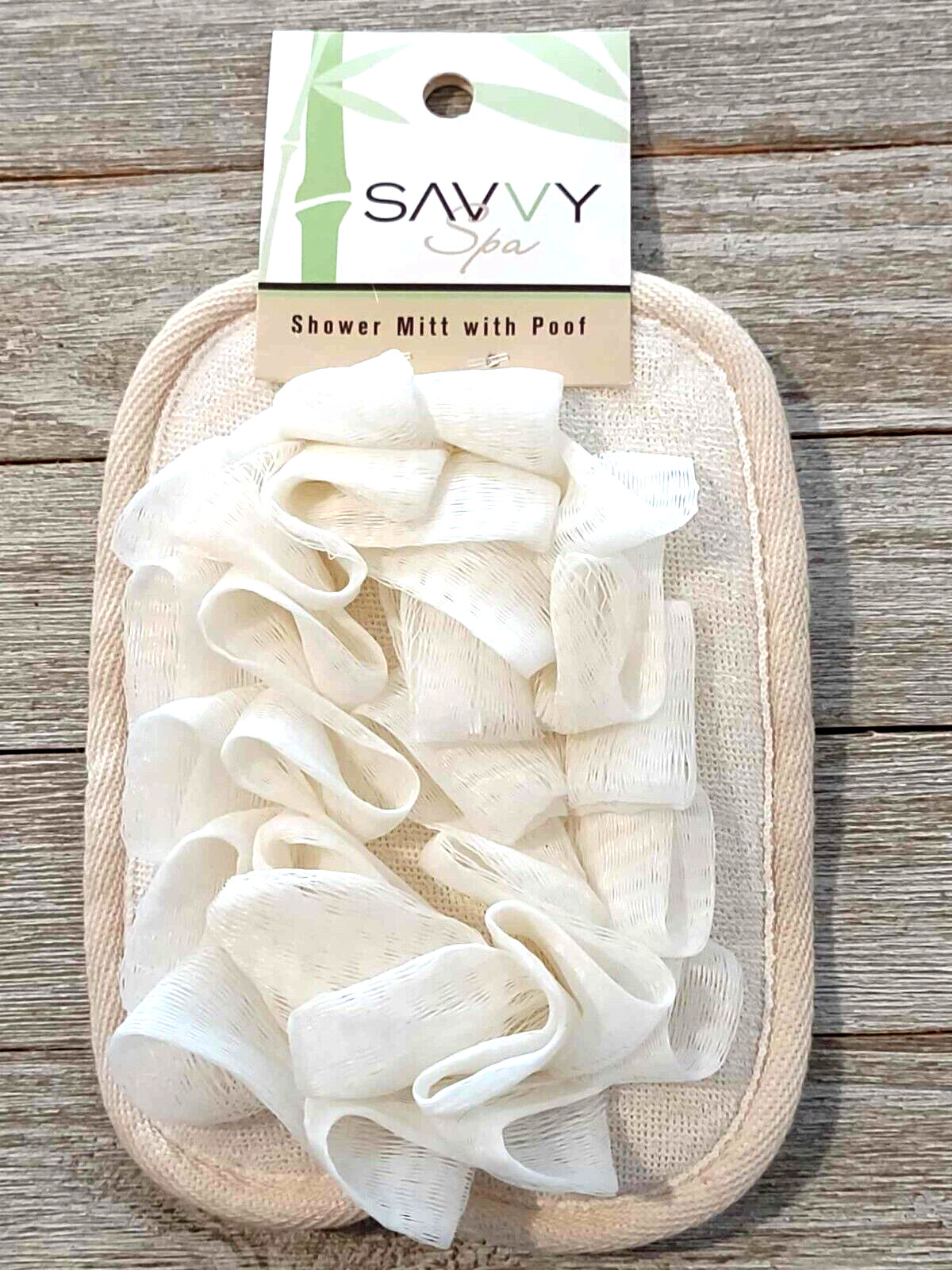 Savvy Spa Shower Mitt with Poof