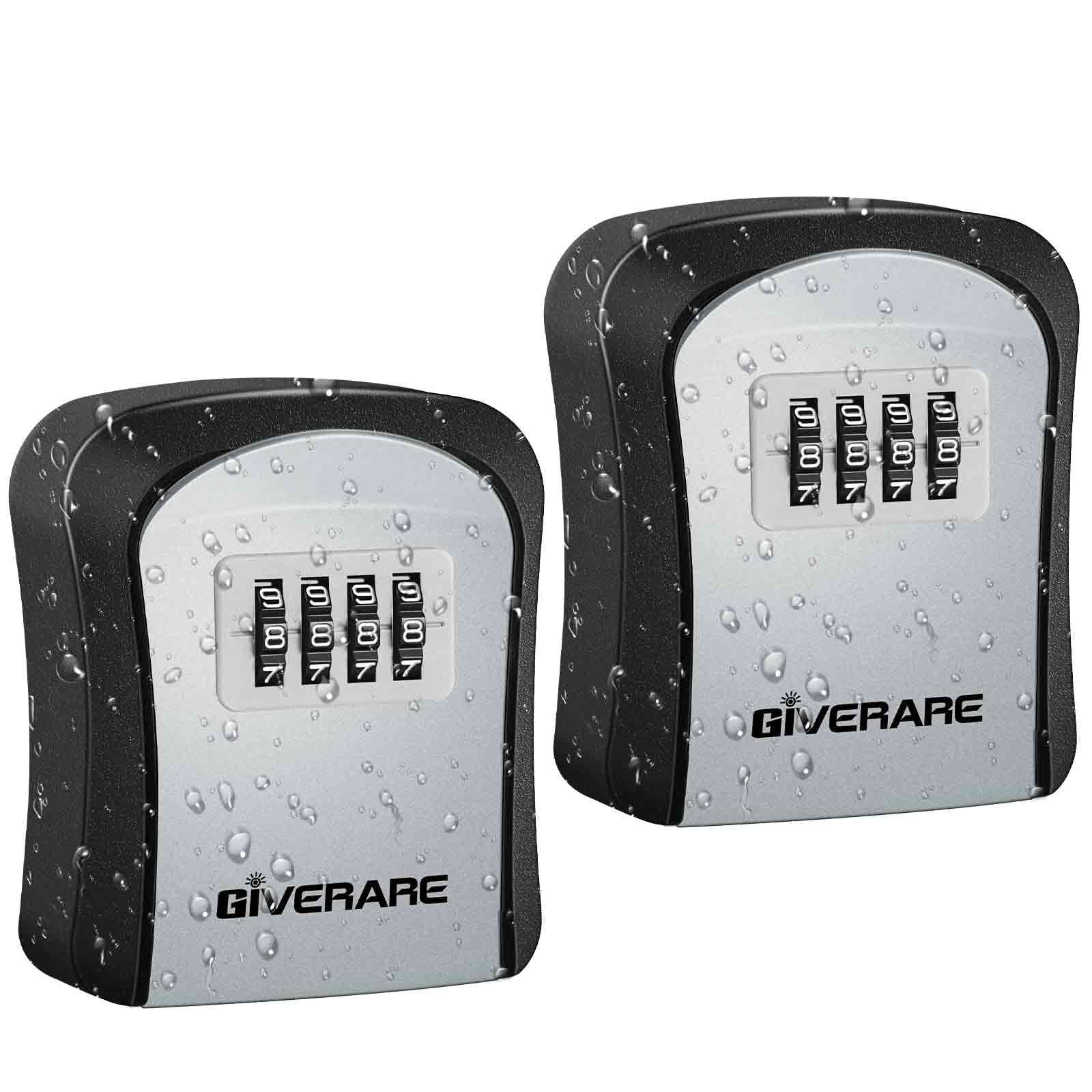 2 Pack Key Lock Box Combination 4-Digit Lockbox Wall Mount Outside Waterproof...