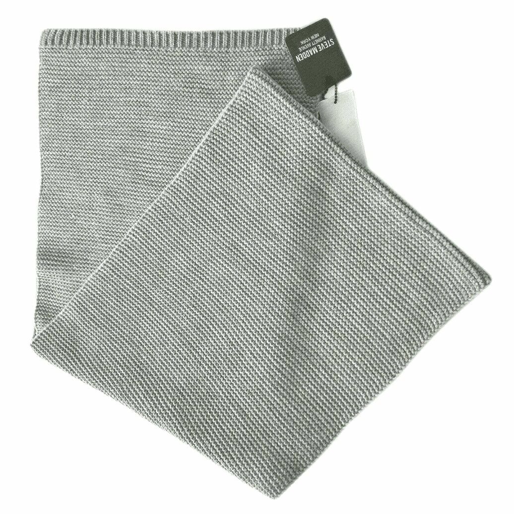 $94 Steve Madden Men Gray Solid Classic Textured Knit Warm Winter Scarf One Size