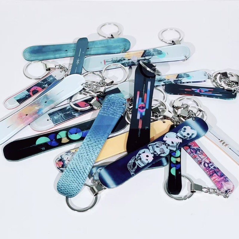 Skateboard Keychain Acrylic Snowboard Keychain For Backpack Charm Key Holder