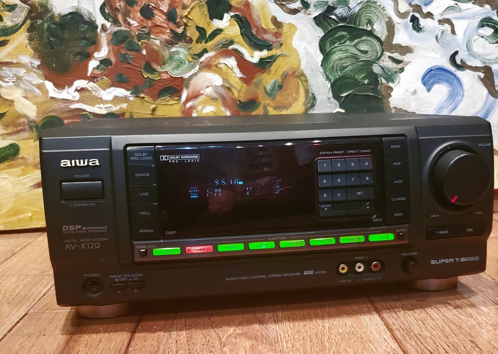 Aiwa AV-X120U Super T-Bass Home Theater Surround Sound Stereo Receiver - Works!
