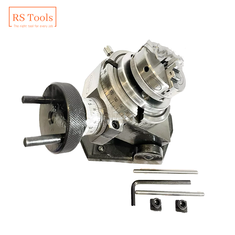 4" 100mm Tilting Rotary Table with 65 mm 3 jaw Self Centering Chuck & Back Plate