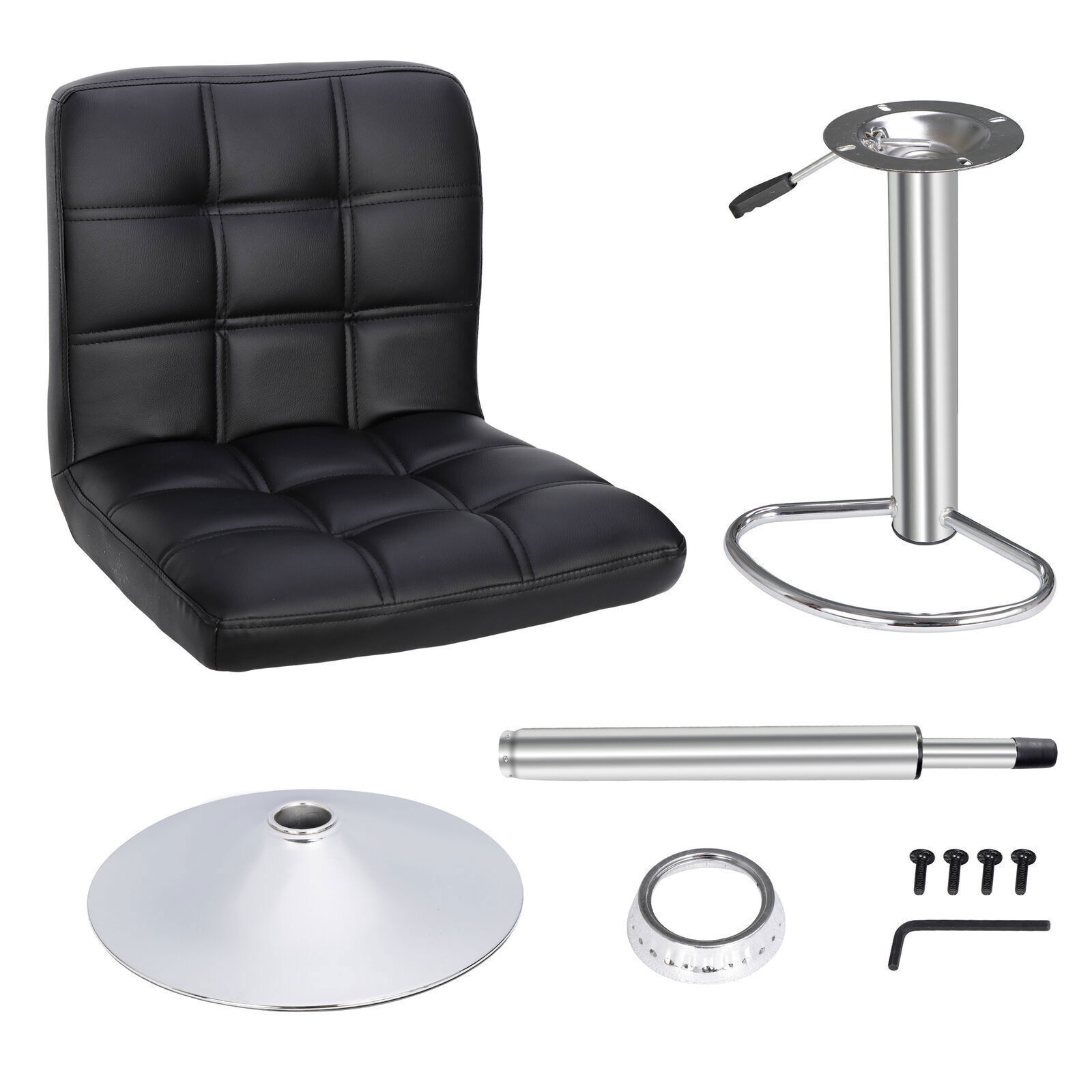 4 PCS Adjustable Swivel PU Leather Bar Stools Chairs with Back Living Room