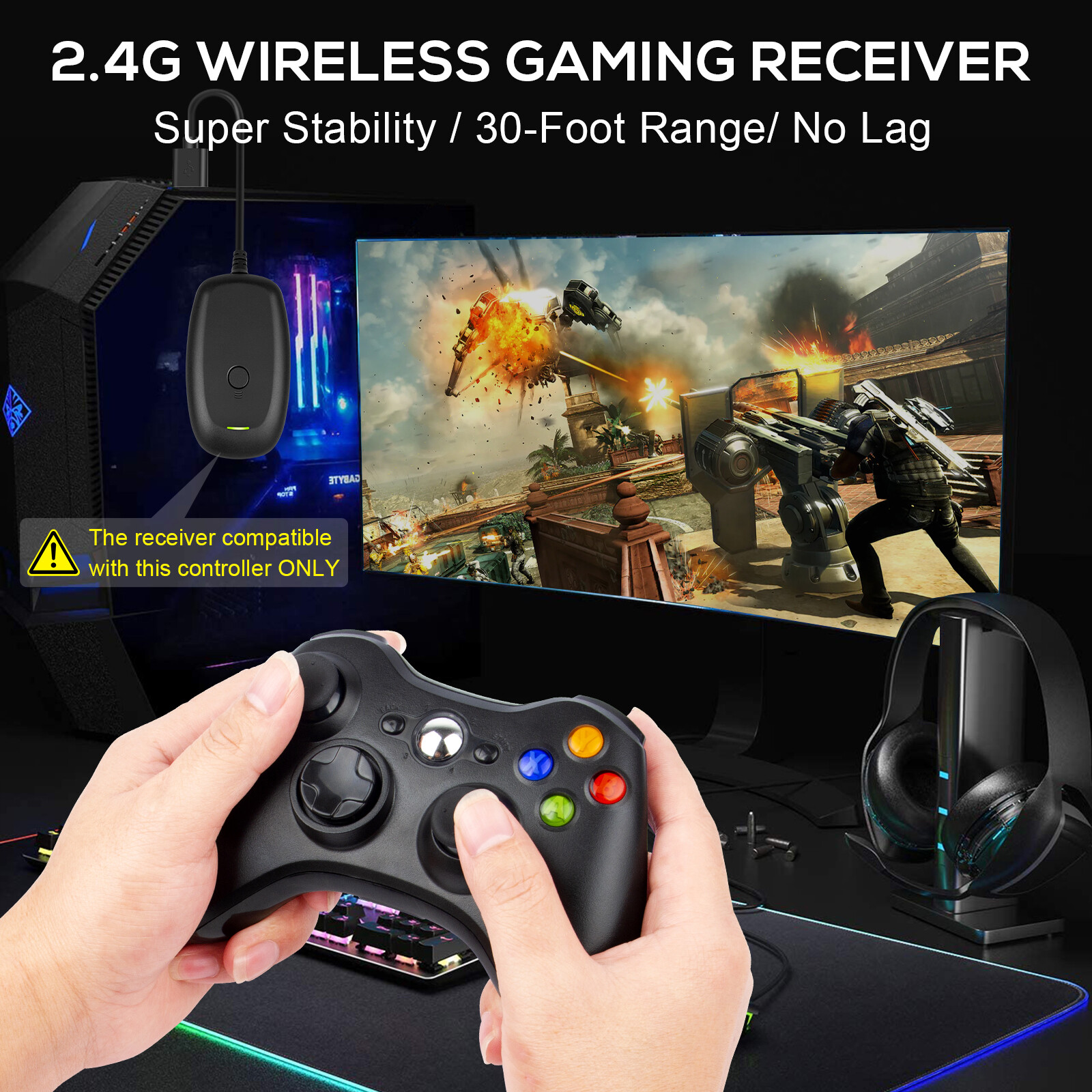 Wireless Game Controller Gamepad for Microsoft XBOX 360/360Slim/E PC WIN 7 8 10