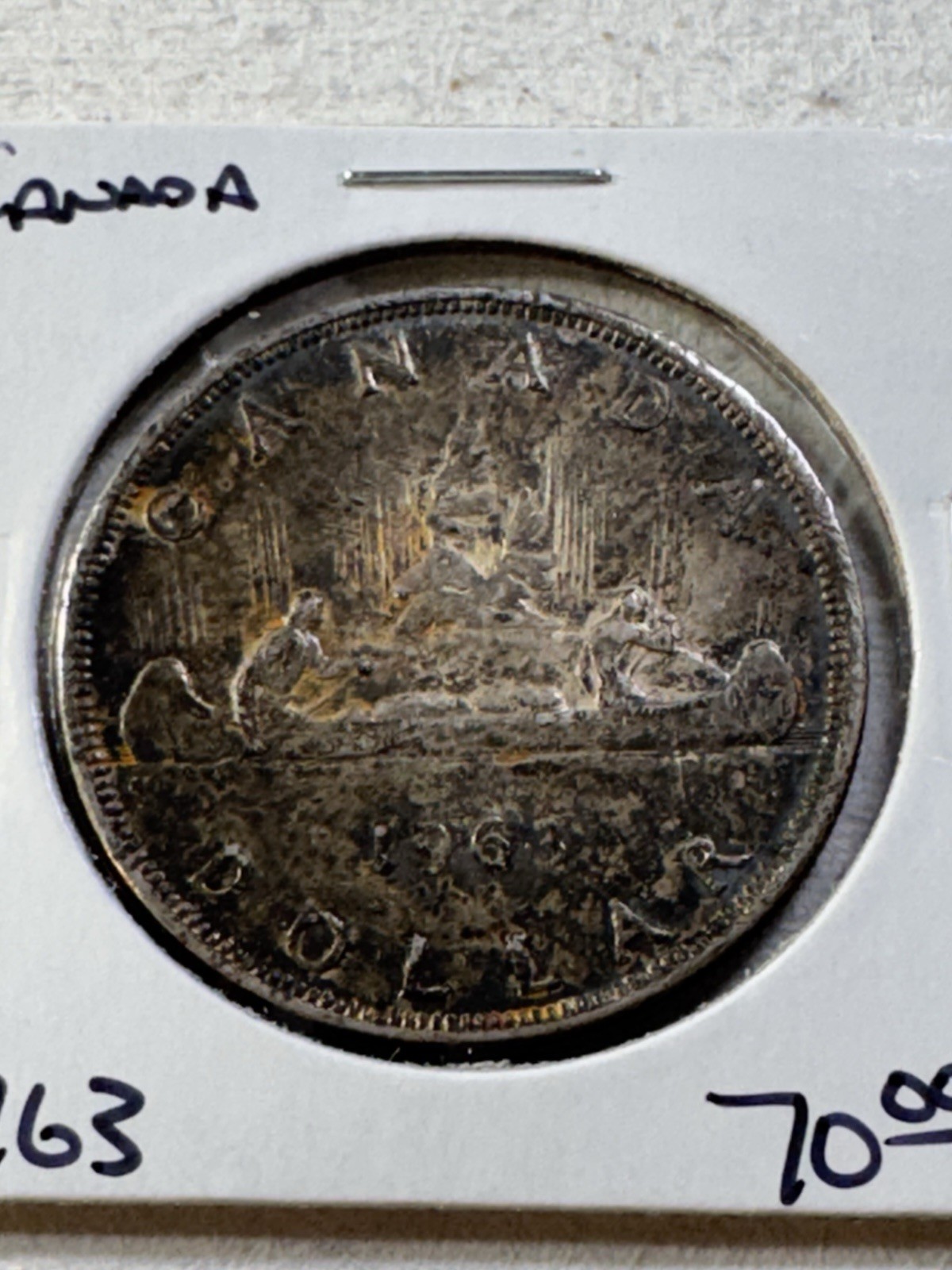 1963 Canada 1 Dollar Large Silver Coin Voyageur