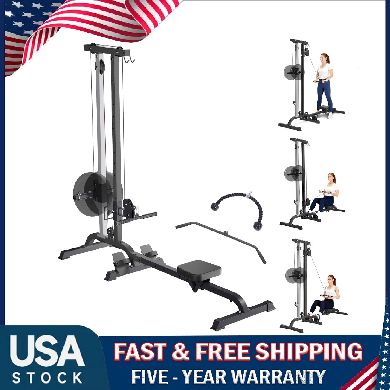 2in1 Rowing & Cable Machine LAT Pull Down Rowing Machine Training for Home Gym