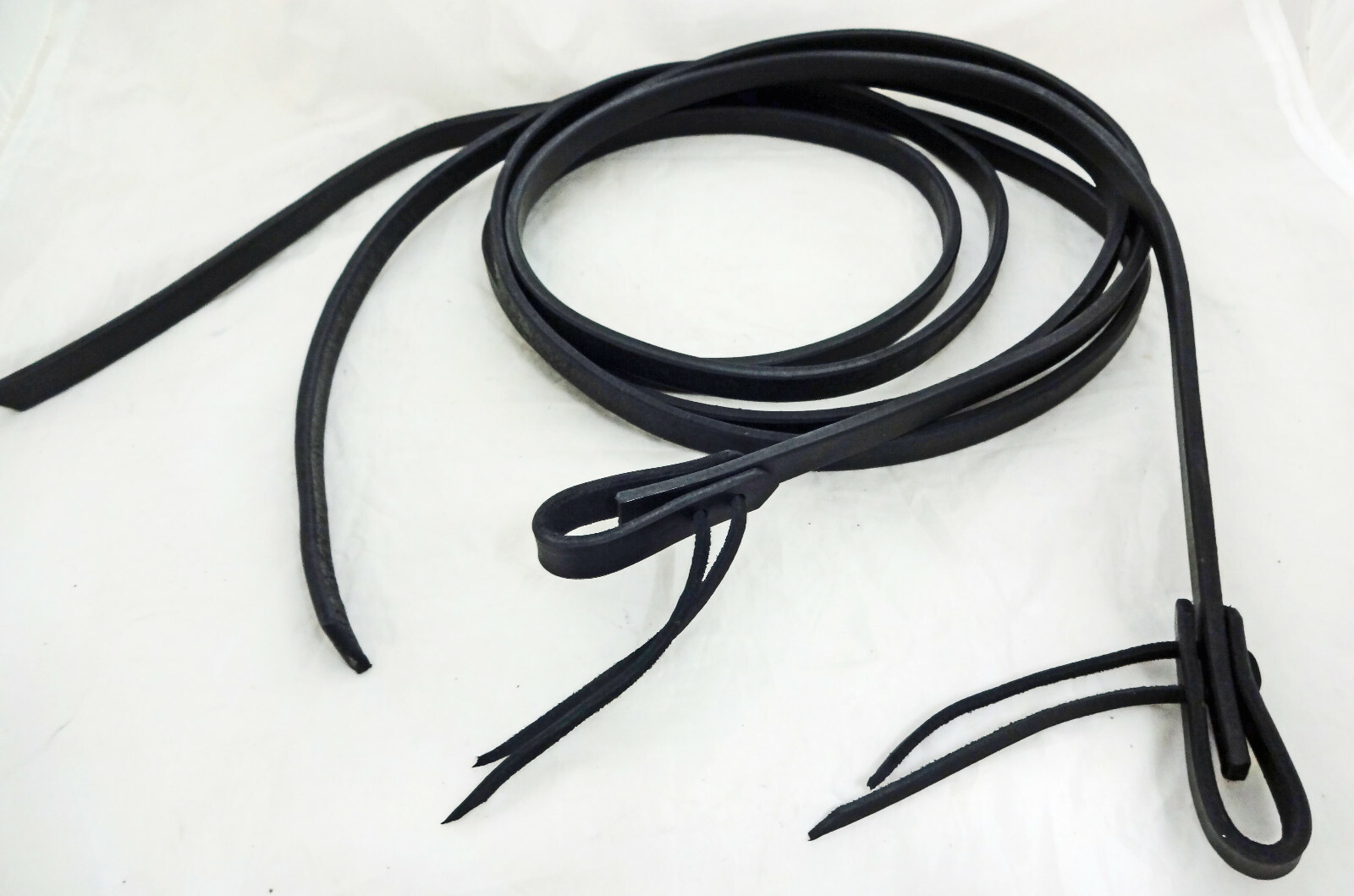 Black Pair Hermann Oak Harness Leather Split Reins Water Ties Horse Tack Sizes