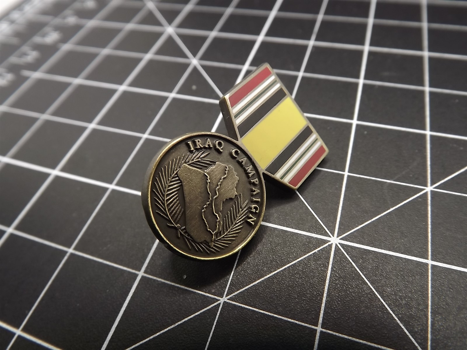 Lapel Pin IRAQ CAMPAIGN Medal Red Blue Yellow Enamel 1-3/16" BRAND NEW