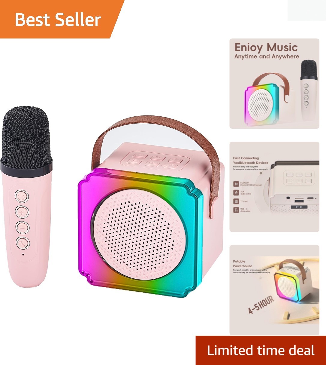 Lightweight Bluetooth Karaoke Machine with Fun Voice Effects - For All Ages